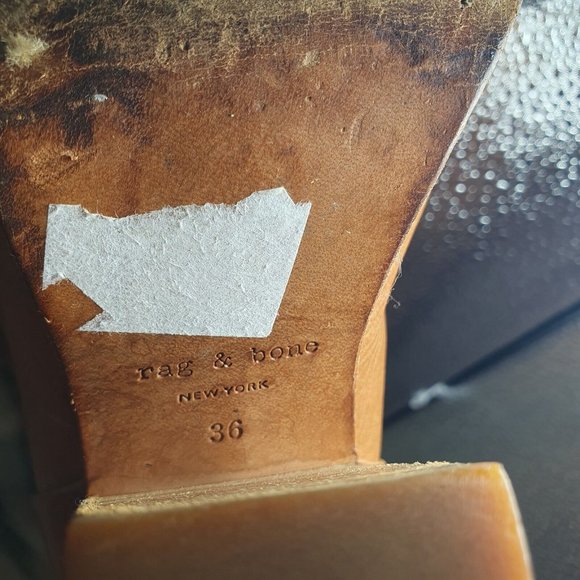 RAG & BONE Ankle Boots Leather Tan Brown Block Heel EU 36 US 6 Newbury - Picture 9 of 10
